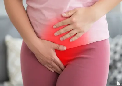 Woman hand over pelvic with endometriosis symptoms