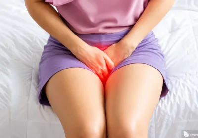 UTI FAQs image showing a woman experiencing urinary tract infection symptoms